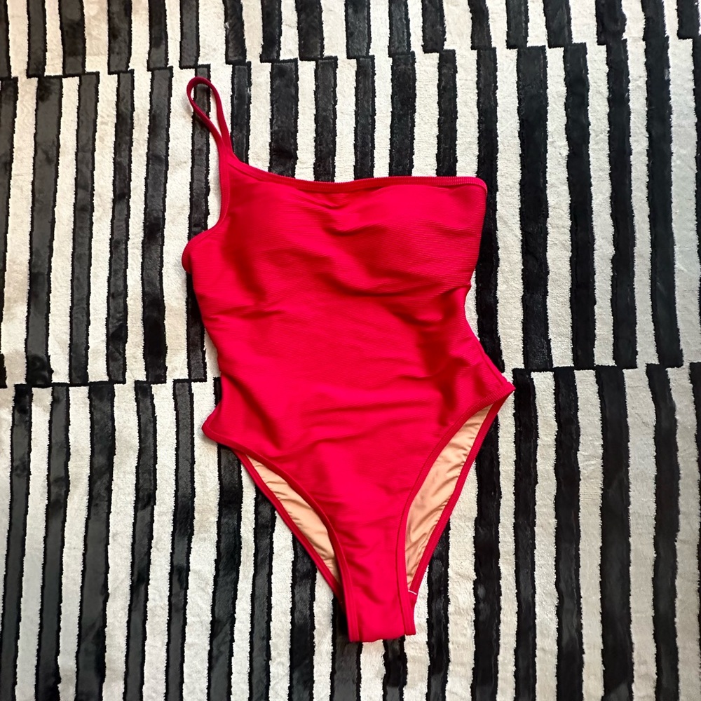 J. Crew One Shoulder Bathing Suit (Wild Hibiscus)